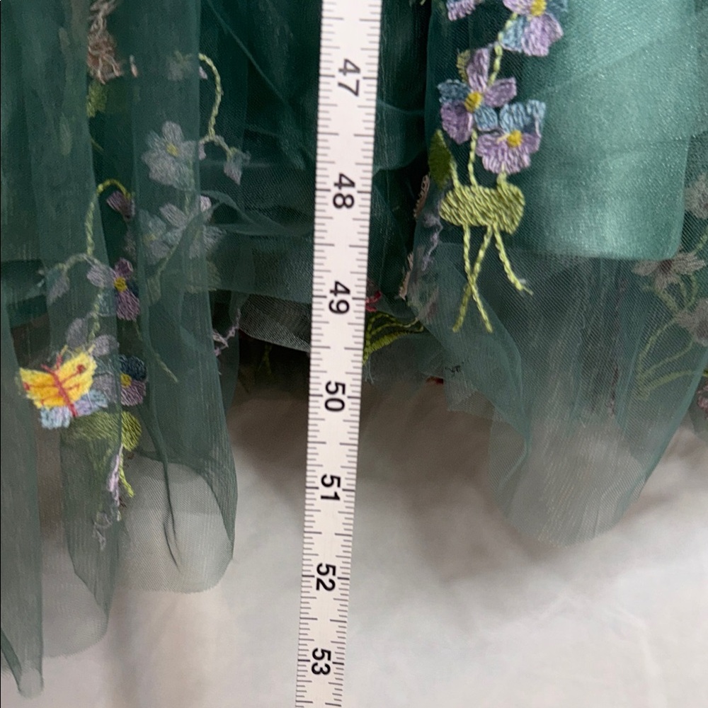 Emerald Green Floral Embroidered Maxi Dress with Tie Straps - Picture 10 of 16